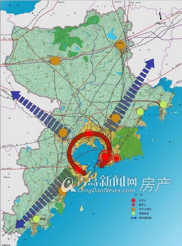 青岛市城市总体规划(2006—2020)市域空间发展战略图