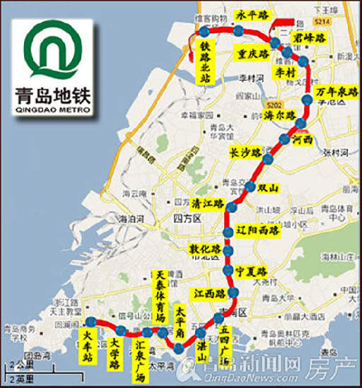 青岛地铁m3号横跨市内三区2015年通车 市北李沧沿线新盘起价"8字头"自