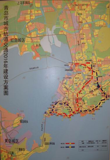 青岛地铁公司公布的青岛市城市轨道交通2016年建设方案图