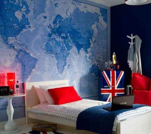 世界地图爬上墙 教你把家装出国际范儿(图)