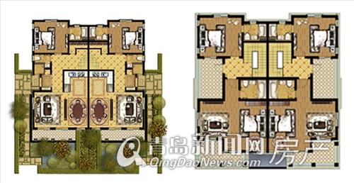 麒麟山庄二联排别墅户型图,青岛新闻网房产