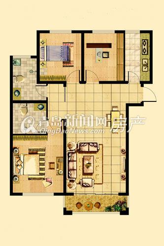 120㎡三室两厅两卫3c户型