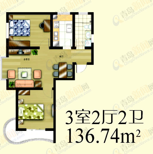千禧龙苑户型136.74