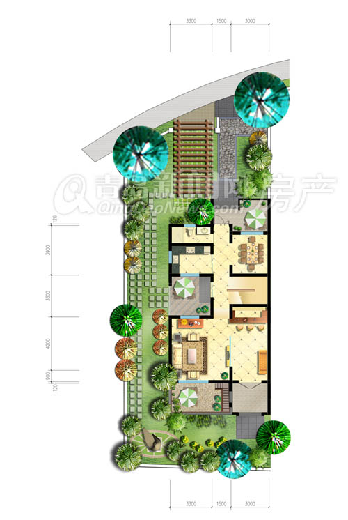 千禧和院户型-庭院联排（B)1层平面图