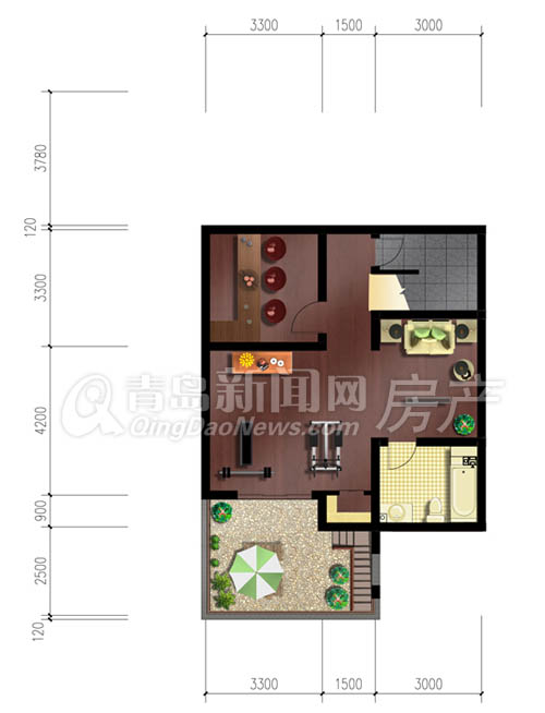 千禧和院户型-庭院联排（B)储藏层平面图