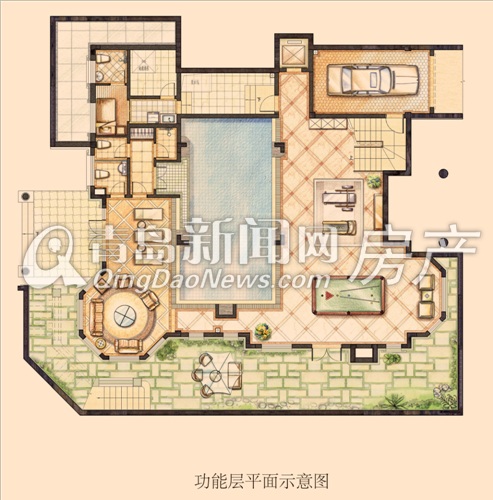 麗山国际F-G户型 功能层平面示意图 266㎡