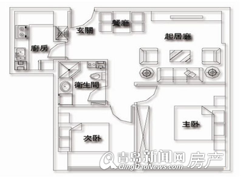 华沃大厦 2室1厅1卫1厨84.61㎡