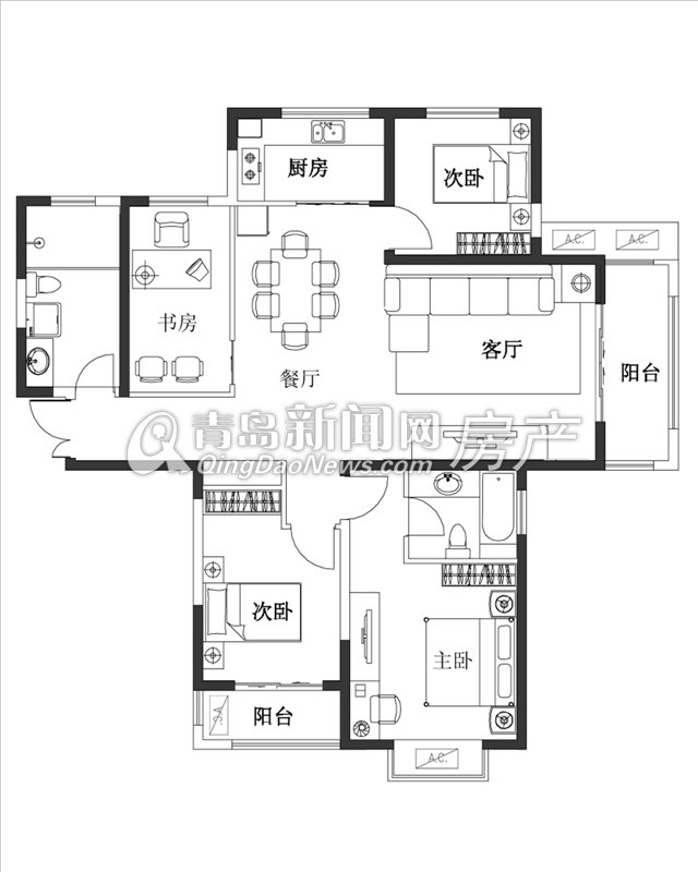 鑫隆嘉园1号楼L户型约143㎡