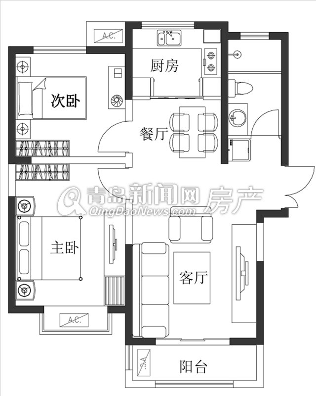 鑫隆嘉园2号楼A户型约89㎡