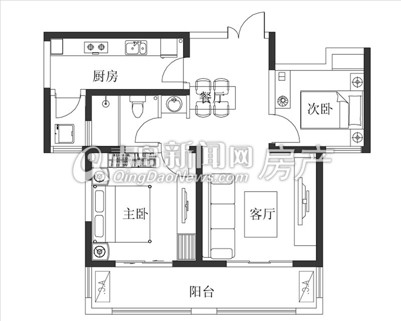 鑫隆嘉园2号楼B户型约89㎡