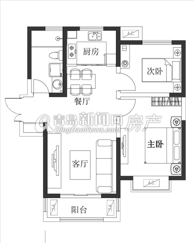 鑫隆嘉园2号楼C户型约89㎡