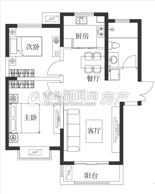 鑫隆嘉园2号楼D户型约89㎡