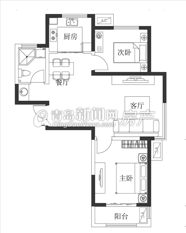 鑫隆嘉园2号楼G户型约88㎡