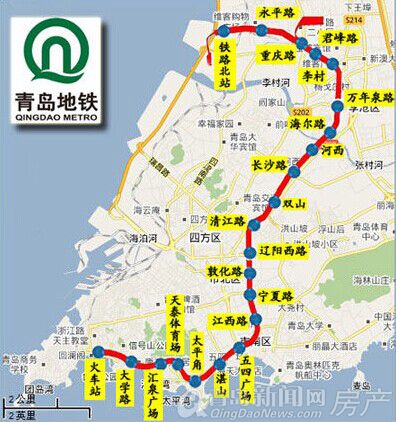 青岛地铁3号线线路示意图