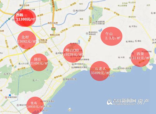 獨家繪製青島二手房房價分佈地圖 市南嶗山已經