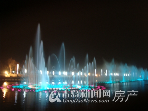 青岛,新闻网,大卢河音乐喷泉夜景实拍