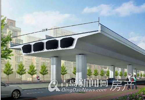 长沙路跨铁路高架桥工程,标准横切面,青岛新闻网房产